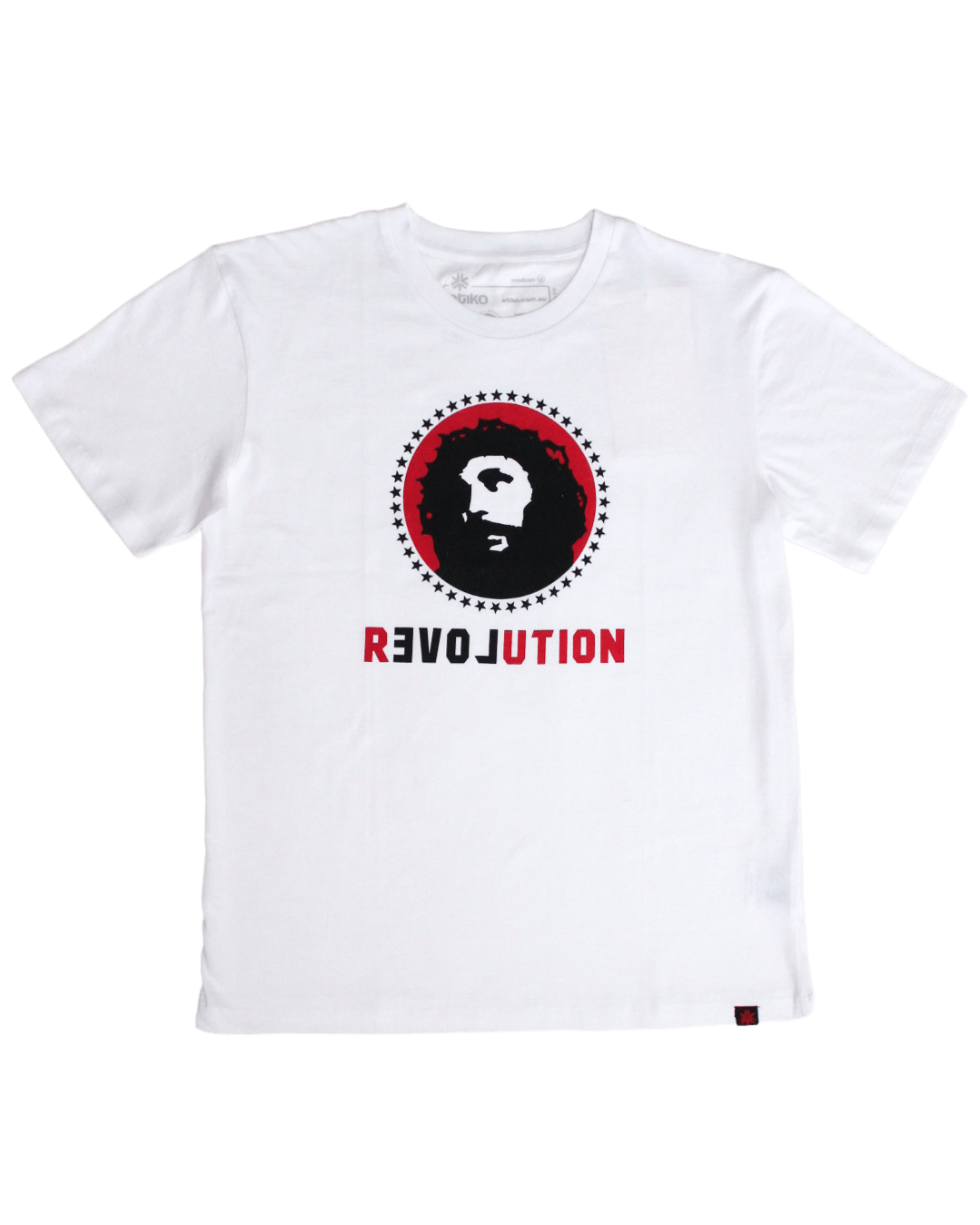 Love Revolution Printed T-shirt, Unisex White - Vegan America