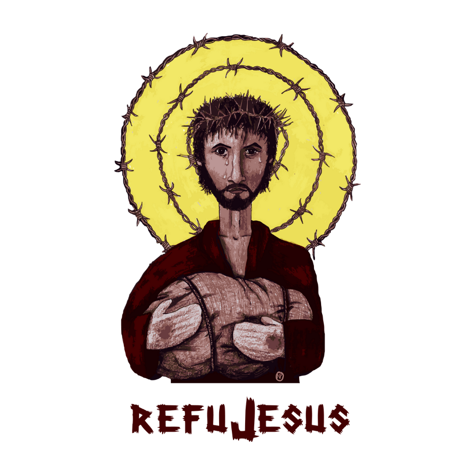 REFUJESUS PRINTED T-SHIRT, UNISEX BLACK