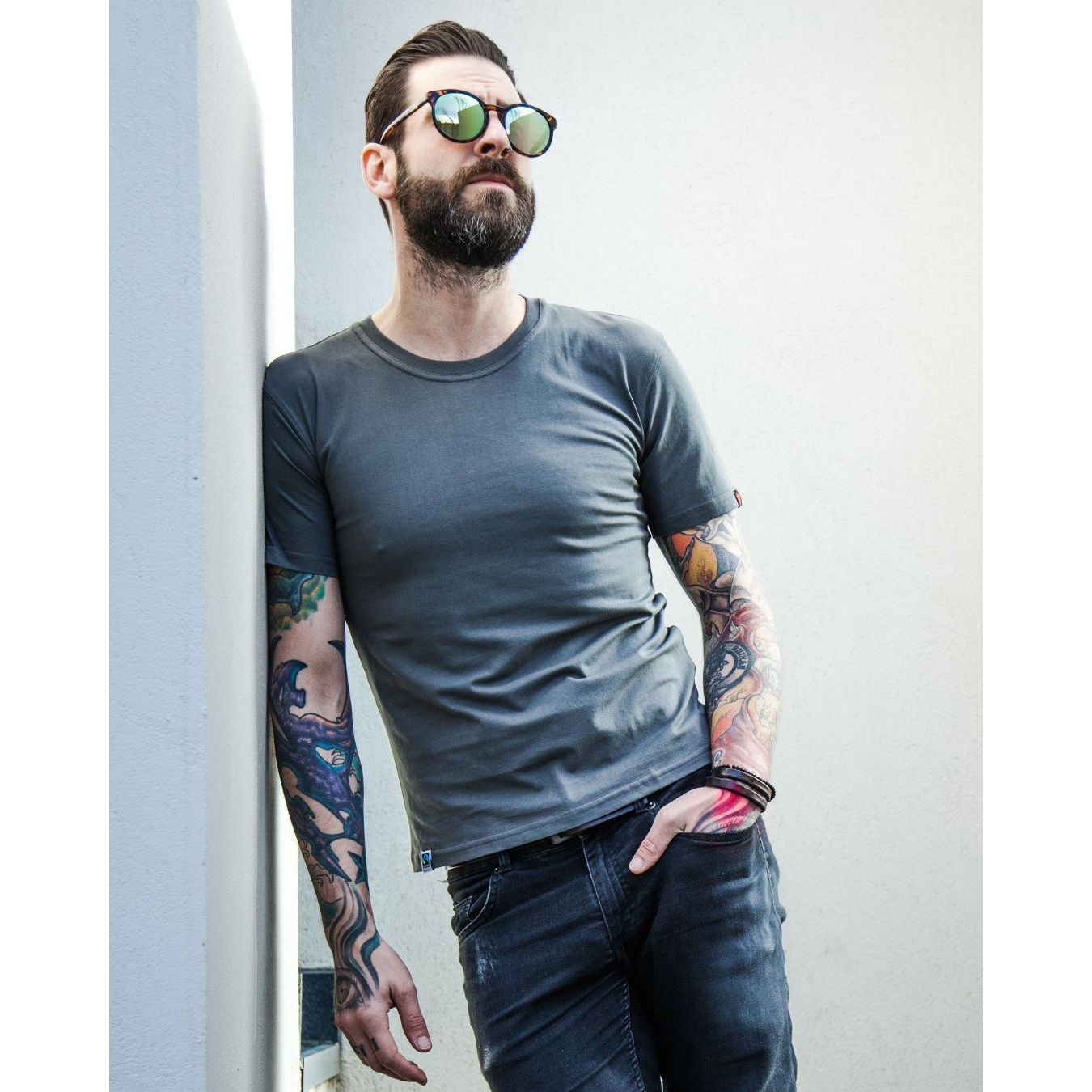 Round Neck T-shirt, Unisex Charcoal