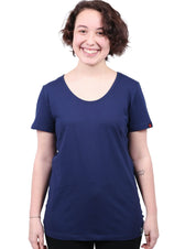 Round Neck T-shirt, Womens Navy - Vegan America