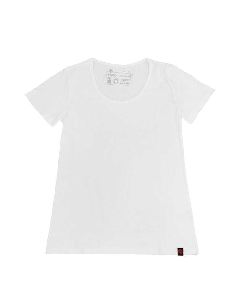 Round Neck T-shirt, Womens White - Vegan America