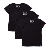 V-NECK T-SHIRT, WOMEN'S BLACK (3 Pack) - Vegan America