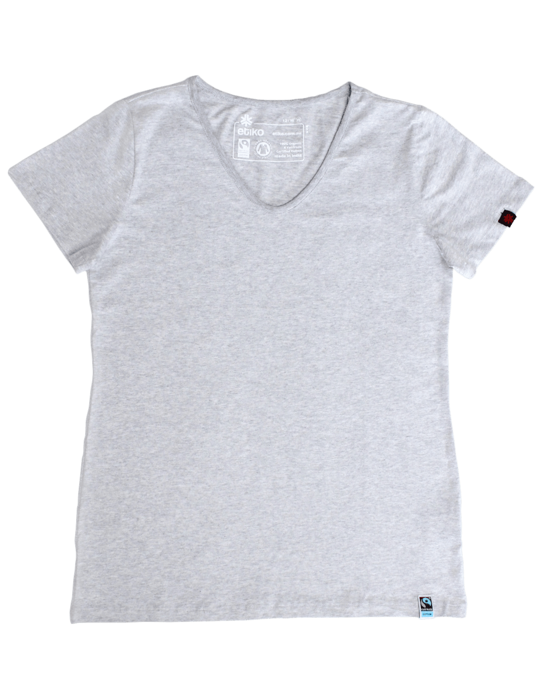 V-Neck T-shirt, Womens Grey Marle - Vegan America