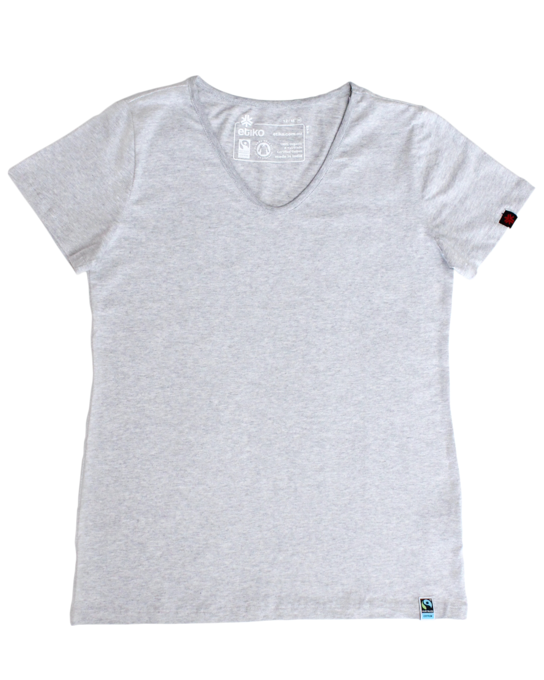 Etiko Fairtrade Certified Organic Cotton Grey Marle Womens V-Neck T-Shirt Bundle, Eco-Friendly