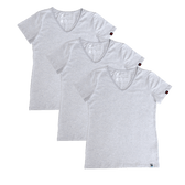 V-NECK T-SHIRT, WOMEN'S GREY MARLE (3 Pack) - Vegan America