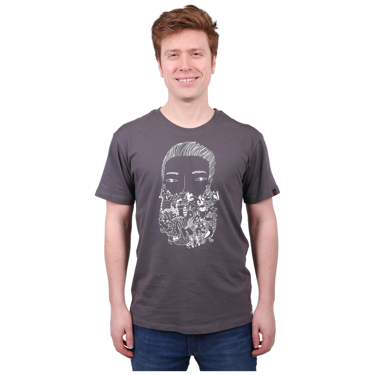 Zoo Beard Printed T-Shirt, Unisex Charcoal