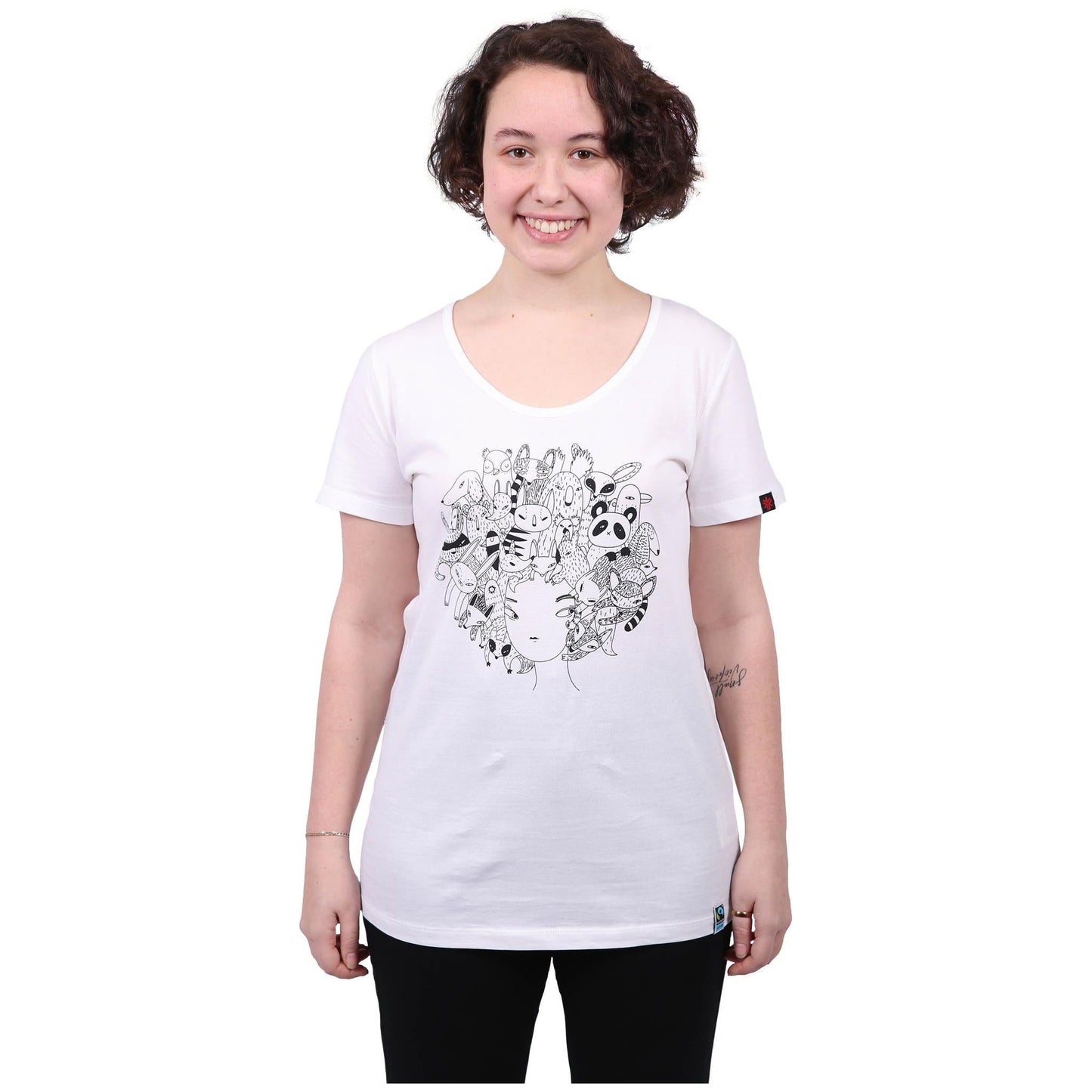 Zoo Hair Printed T-Shirt, Womens White