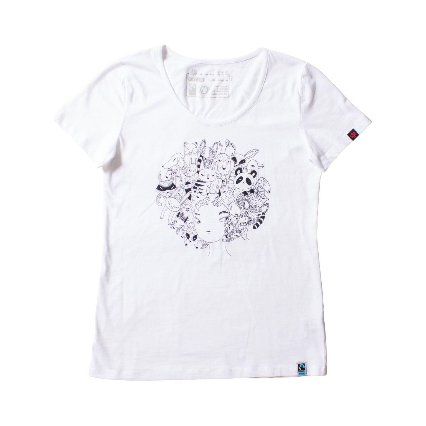 Zoo Hair Printed T-Shirt, Womens White