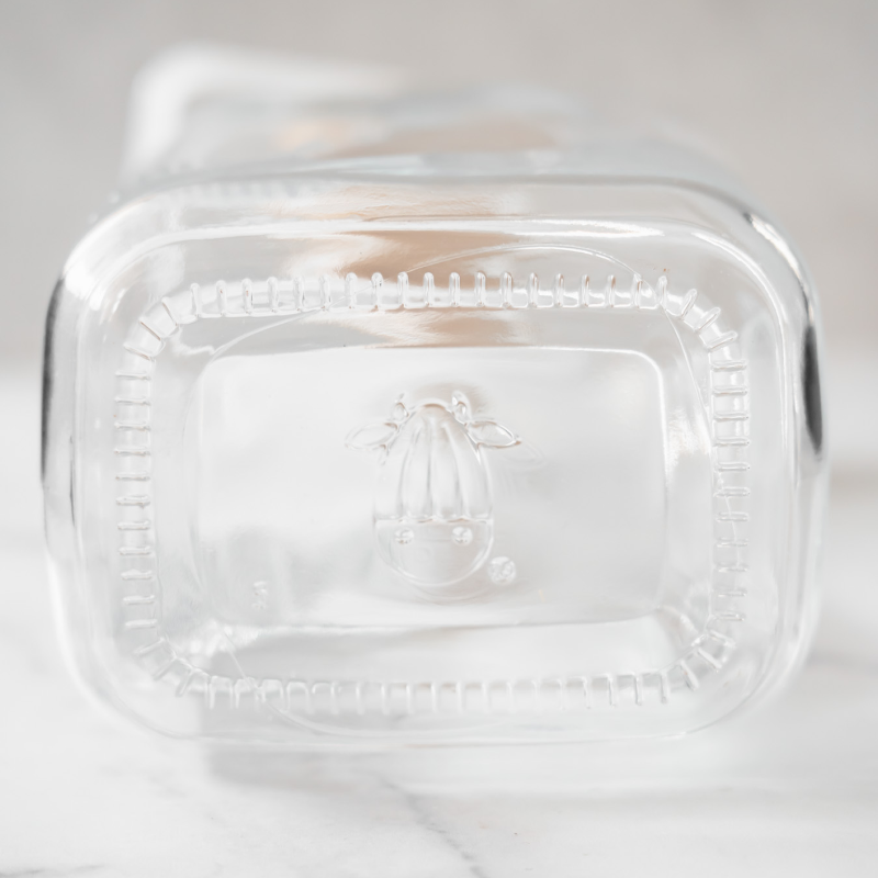 Glass Jug | 60 oz Rectangular Clear Storage Container with Wide Mouth & Wooden Cap