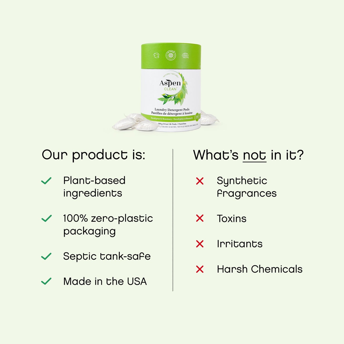 AspenClean Eucalyptus Laundry Pods