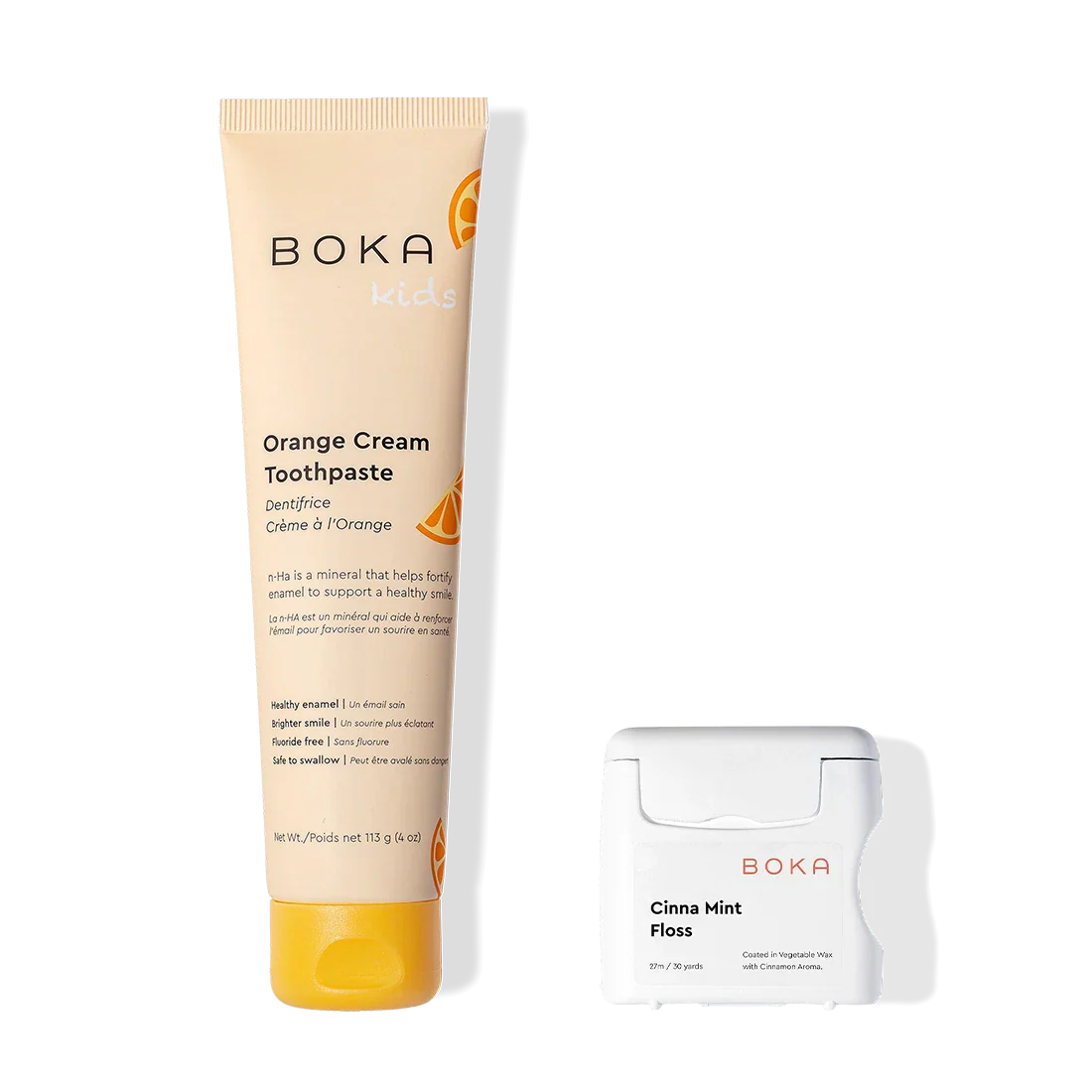 Essentials Duo: toothpaste and floss for strong enamel and a healthy smile.