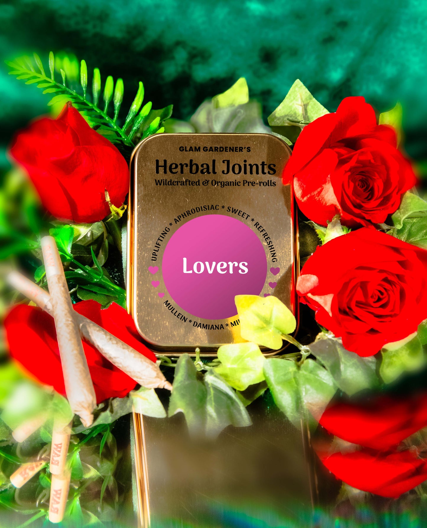 LOVERS • 5-pack of Herbal pre-rolls for smoking with wildcrafted and organic mullein, damiana, mint, and sage designed for lovers, aphrodisiac, and uplifting