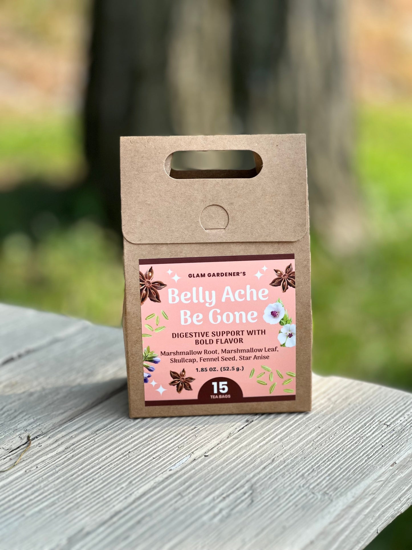 Belly Ache Be Gone • Pre-bagged herbal tea for digestive support with Marshmallow Root, Skullcap, Star Anise & Fennel Seed