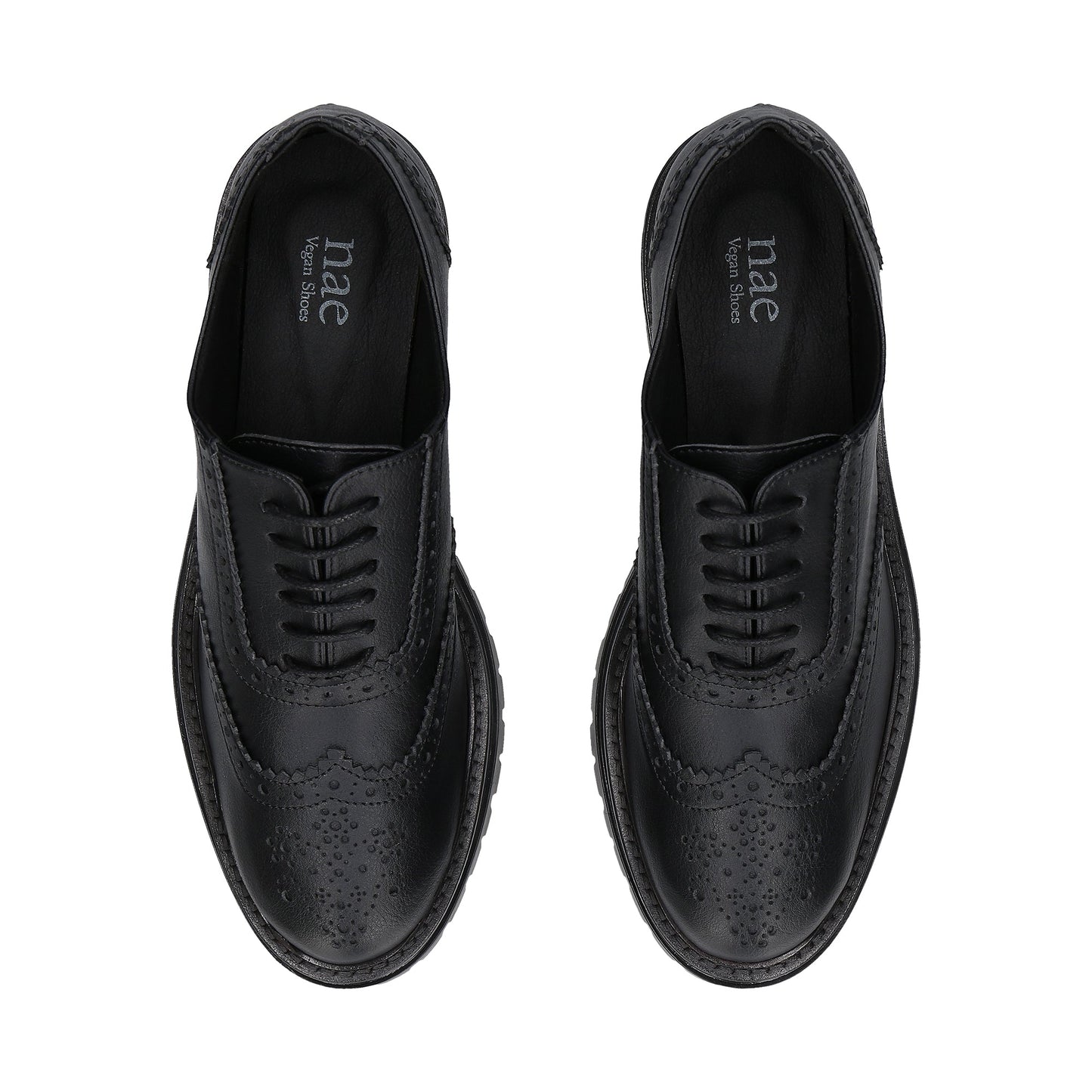 Women's Vegan Brogue Derby Shoes Grace Black