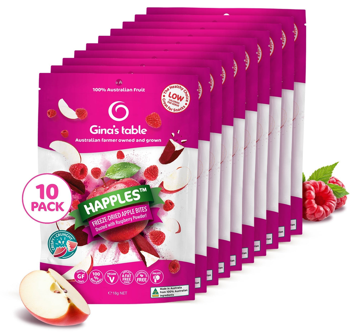 Freeze-Dried Apple Bites Dusted with Raspberry Powder - Vegan America