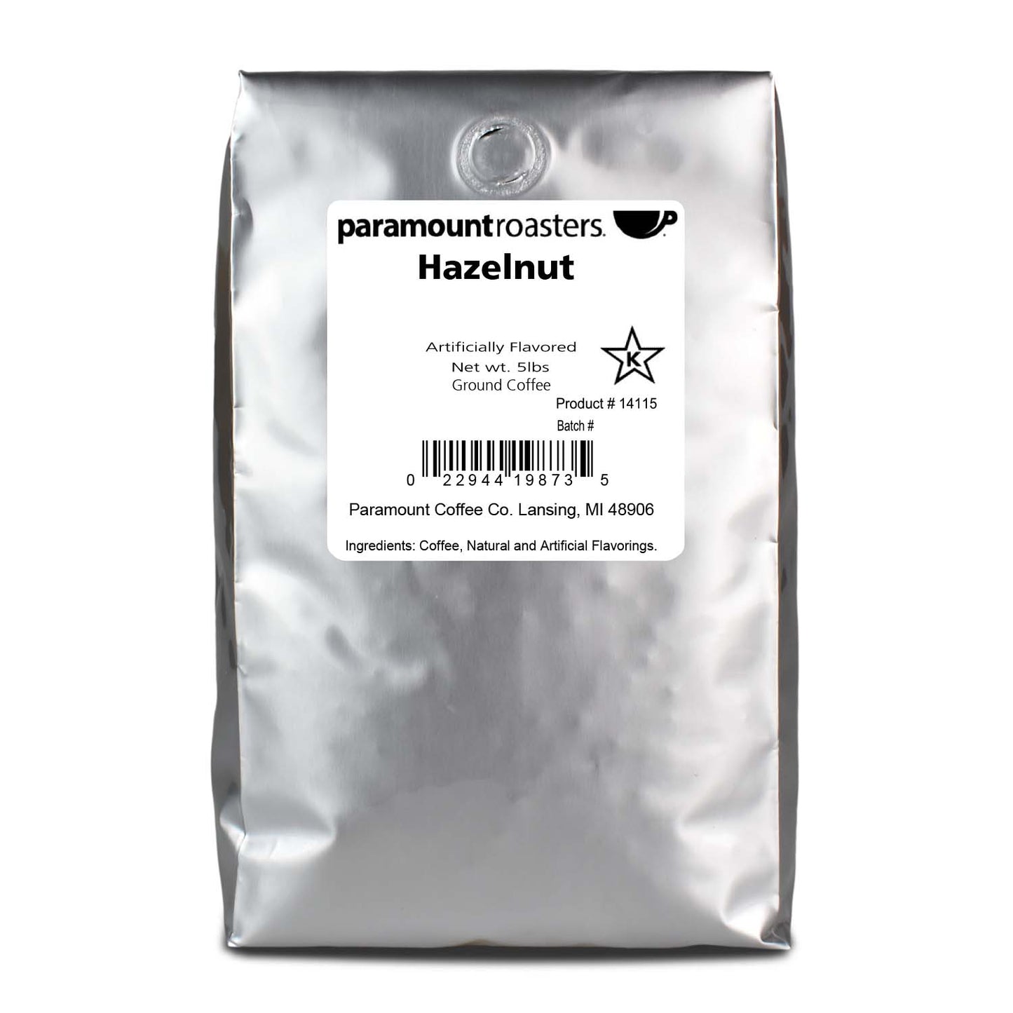 Hazelnut 5lb Flavored Ground Coffee - Vegan America