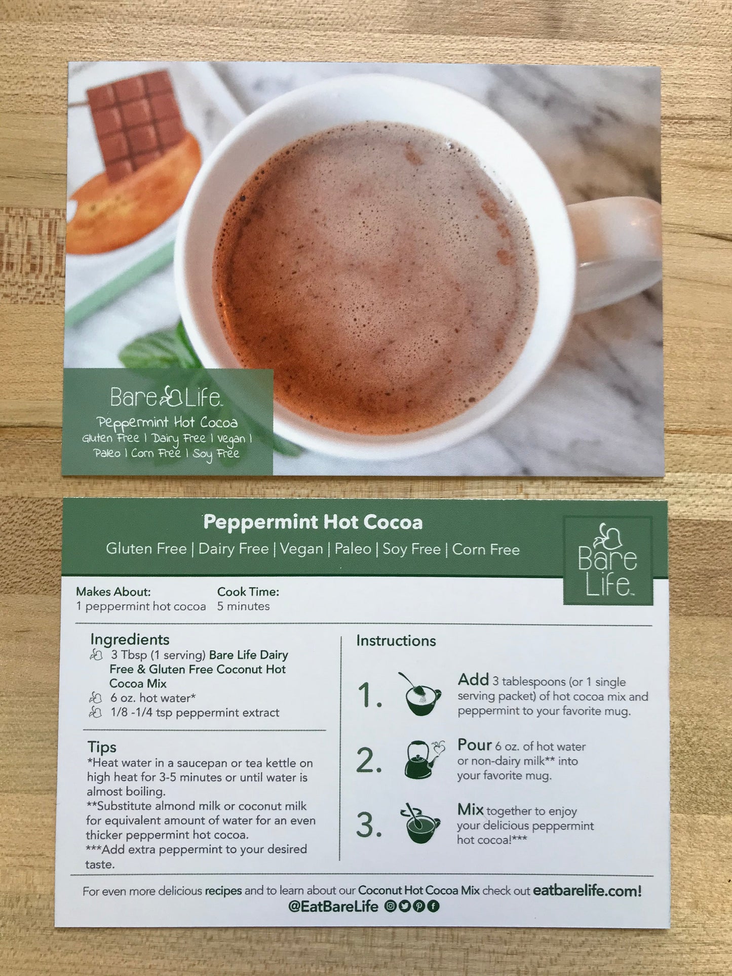 Peppermint Hot Cocoa Recipe Cards - Bare Life