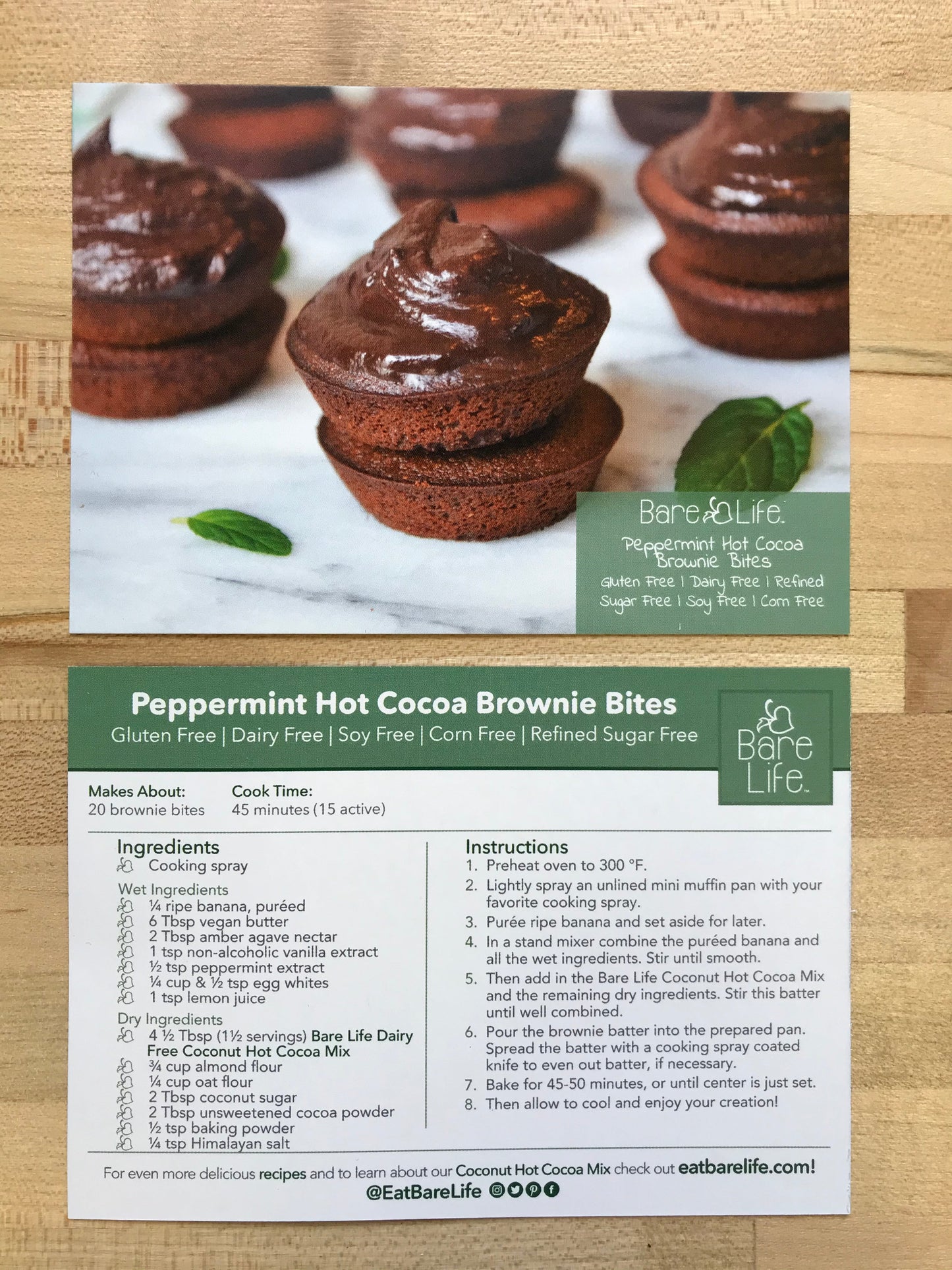 Peppermint Hot Cocoa Brownie Bites Recipe Cards - Bare Life