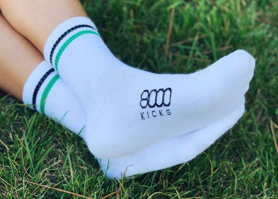 Striped Hemp Socks in White - Vegan America