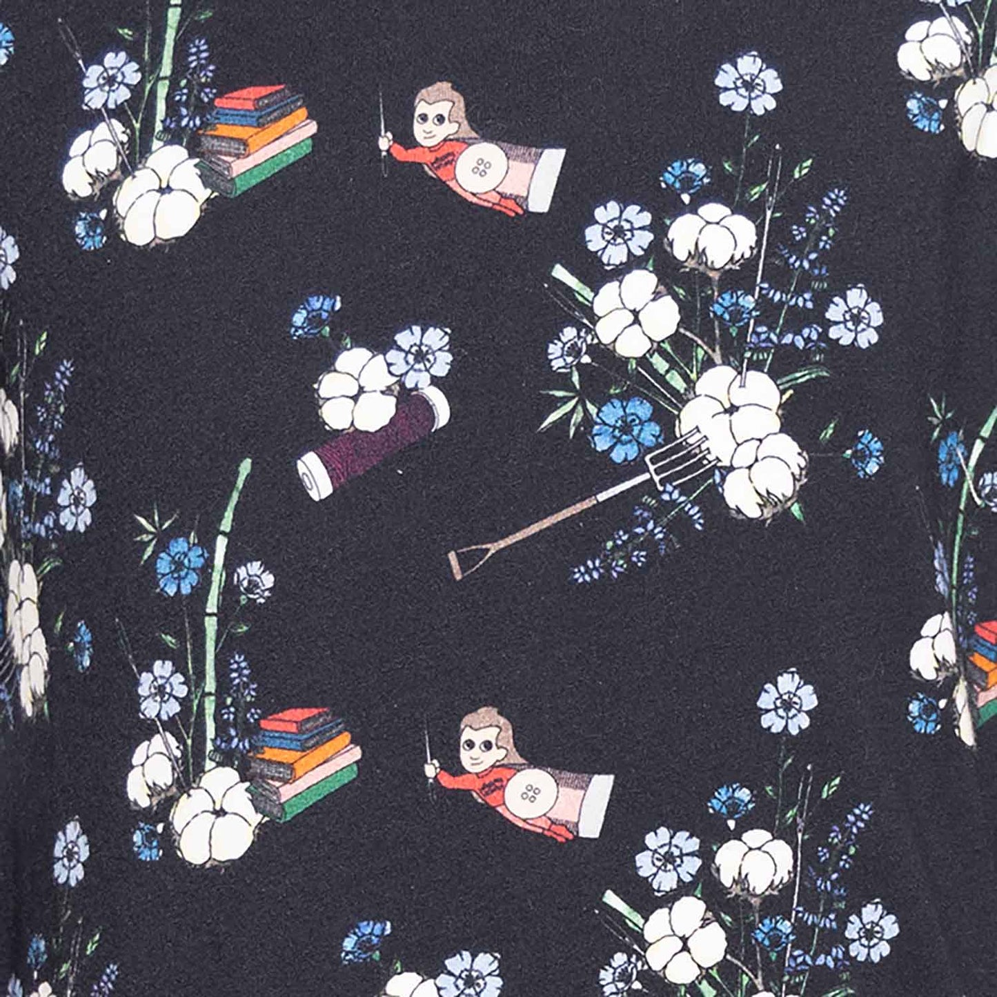 Girls Black Dress with Floral Print