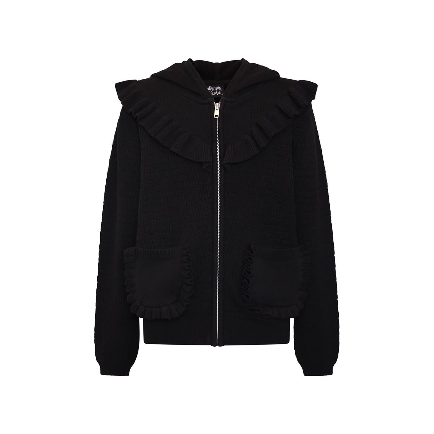 Knitted Kids Hoodie in Black