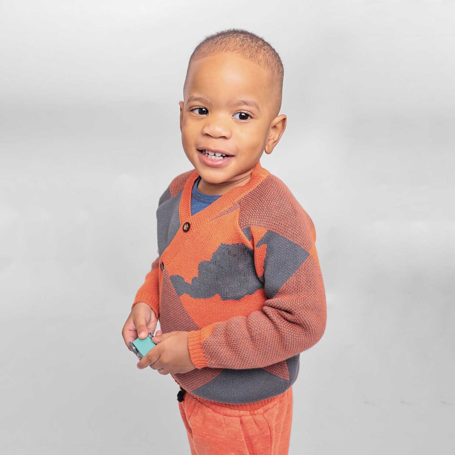 Baby Cardigan in Blue and Orange