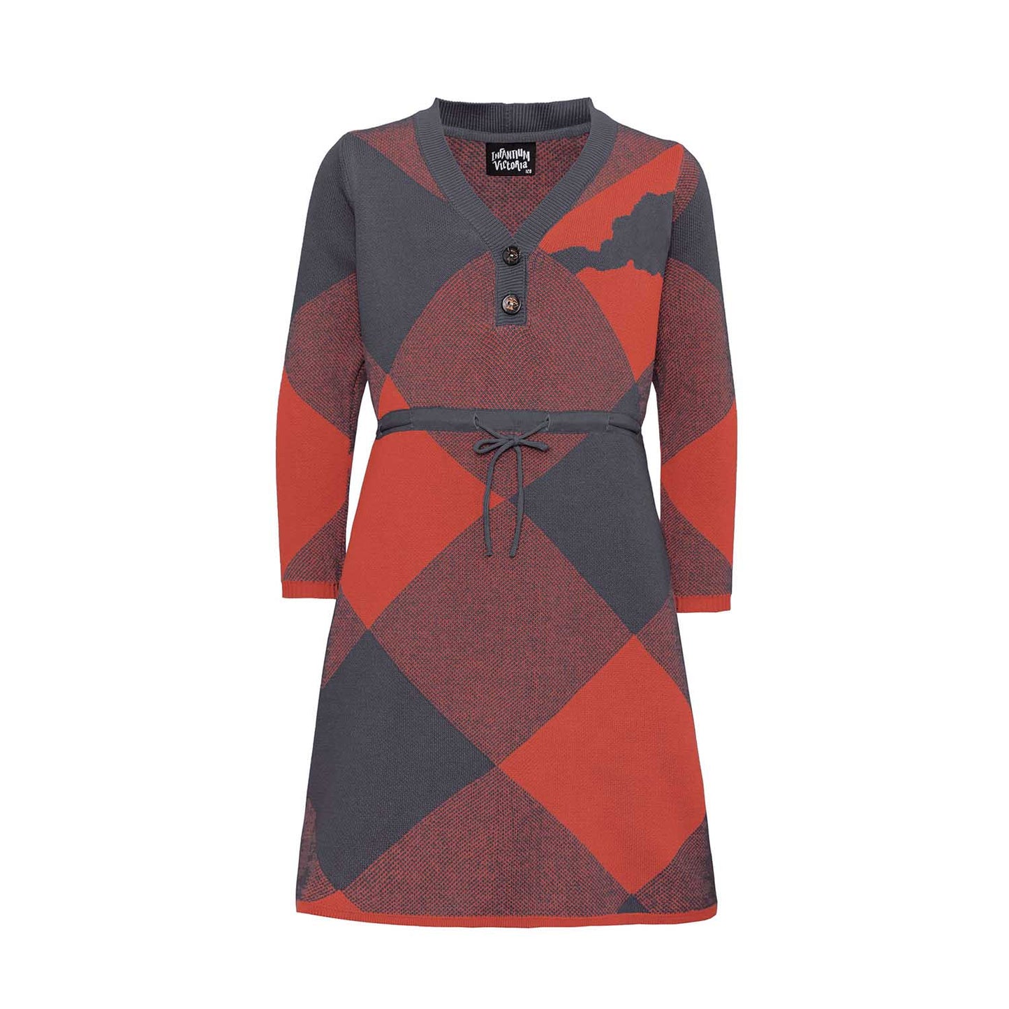 Grey and Orange Girls Sweater Dress