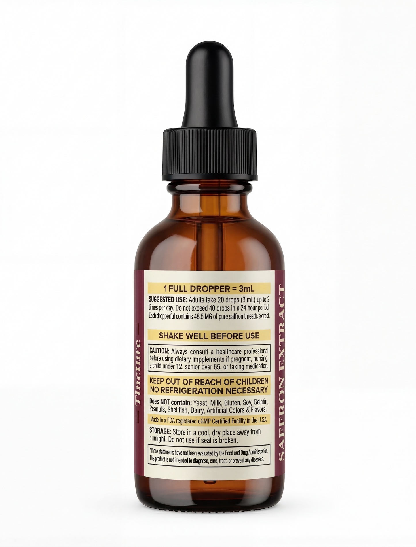 Alcohol-Free Premium Saffron Extract (Made With Pure Heray Saffron Threads)