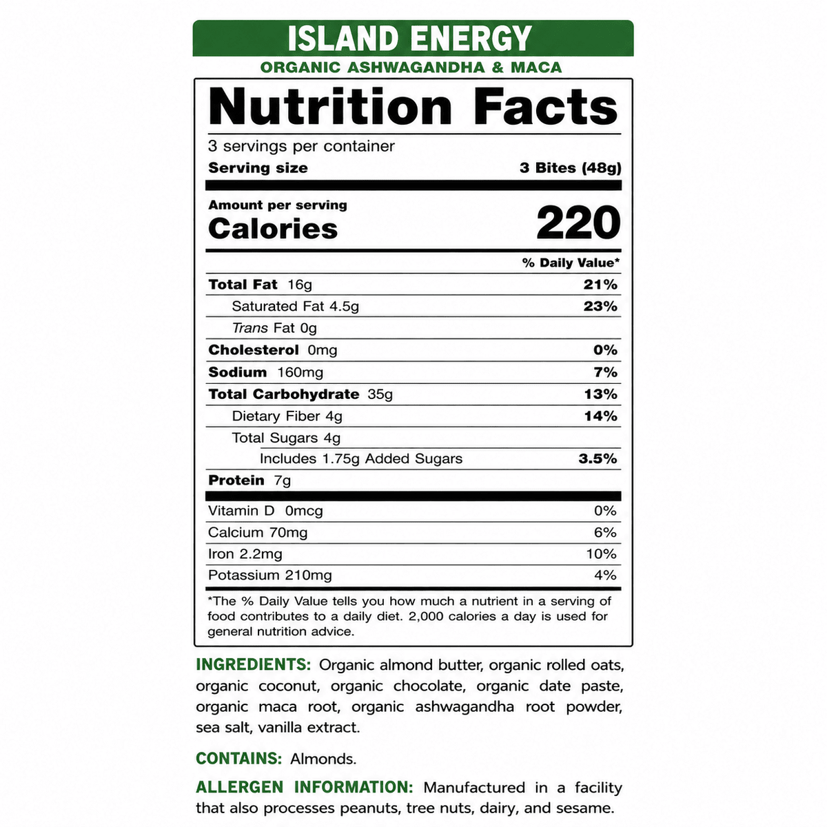 Island Energy Power Bites - Vegan America