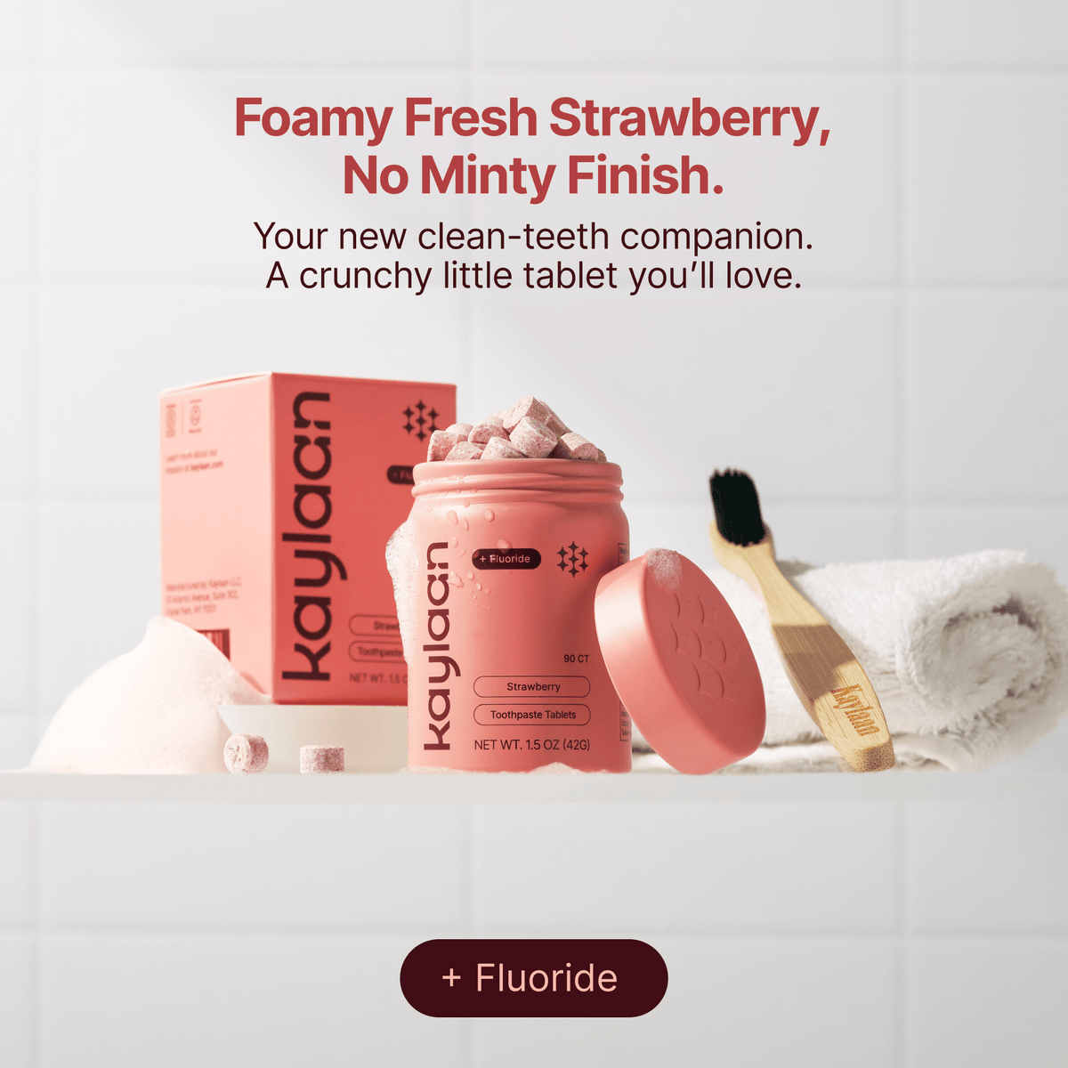 Fluoride Strawberry Toothpaste Tablets - Vegan America