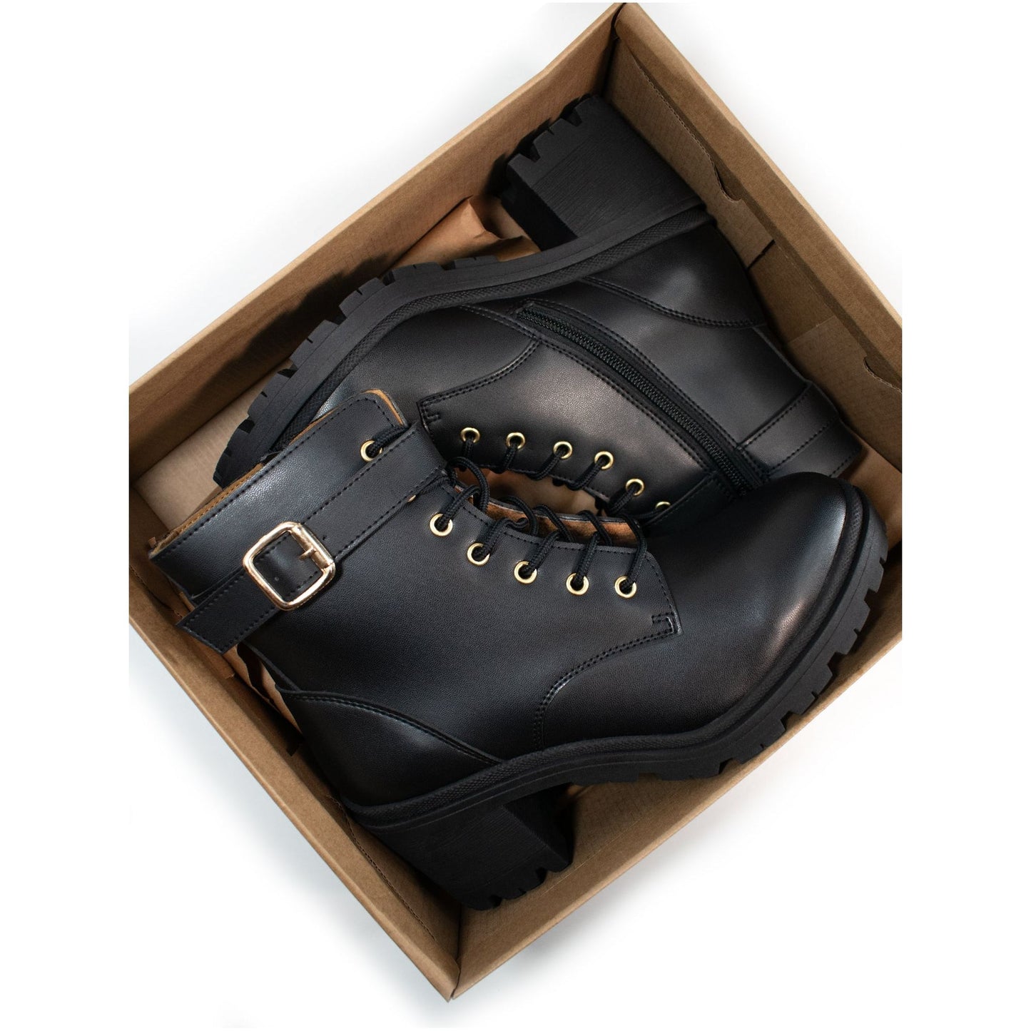 Lace Up Track Sole Booties
