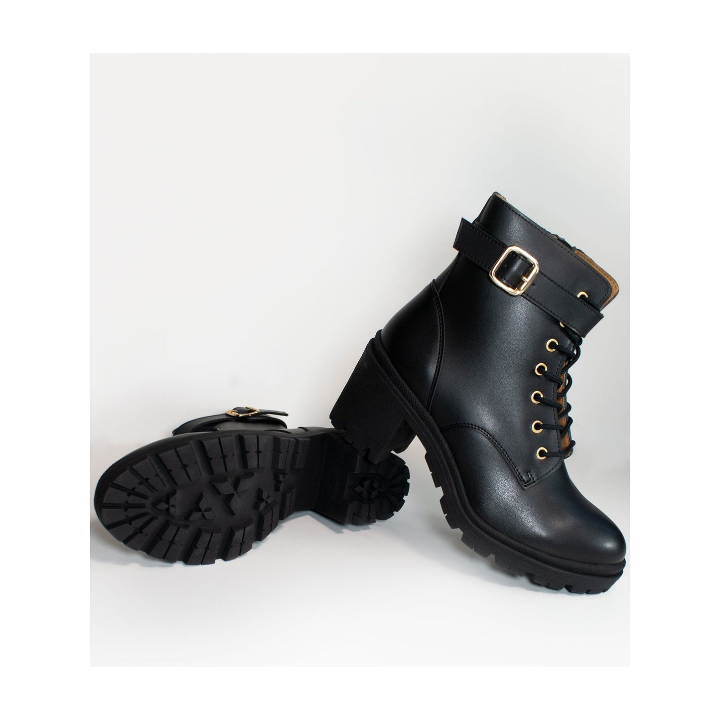 Lace Up Track Sole Booties