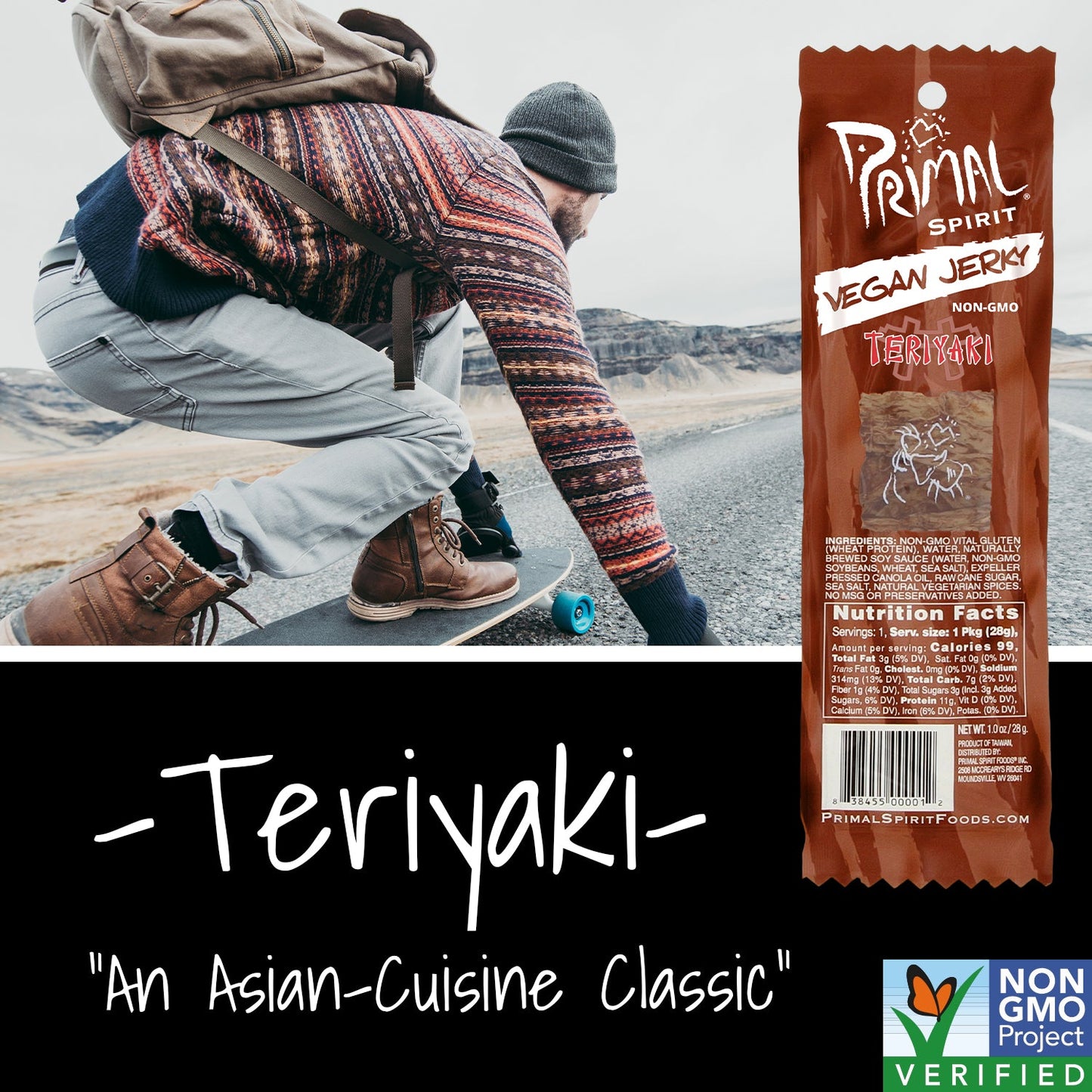 Primal Spirit Vegan Jerky - TERIYAKI