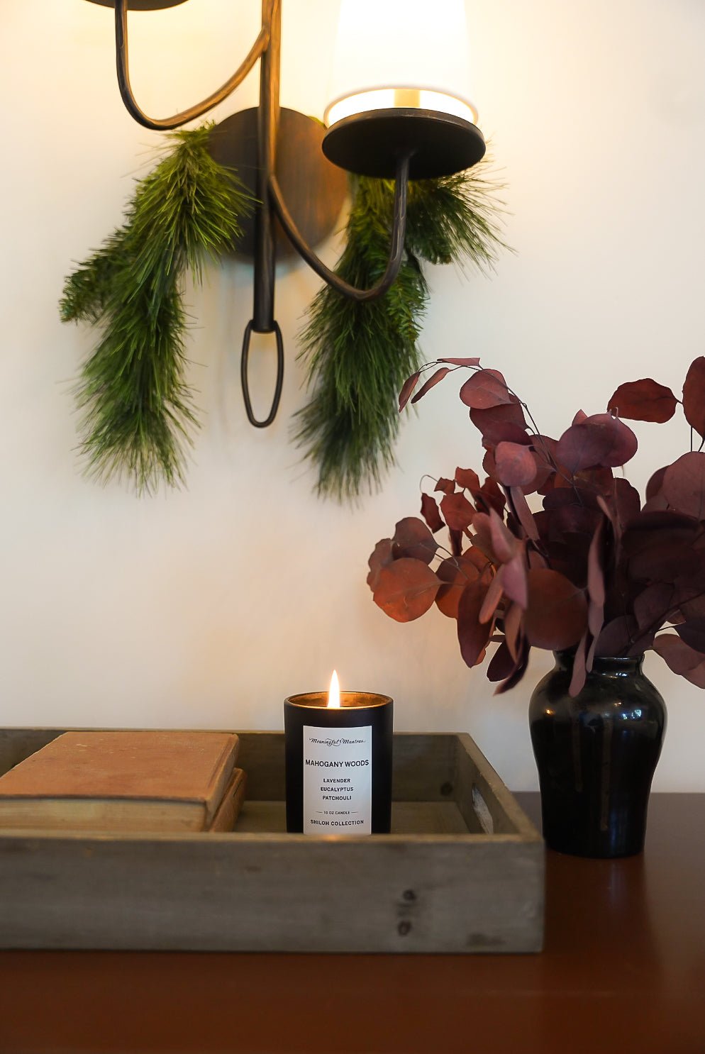 Mahogany Woods Natural Candle 10oz Shiloh Collection - Vegan America