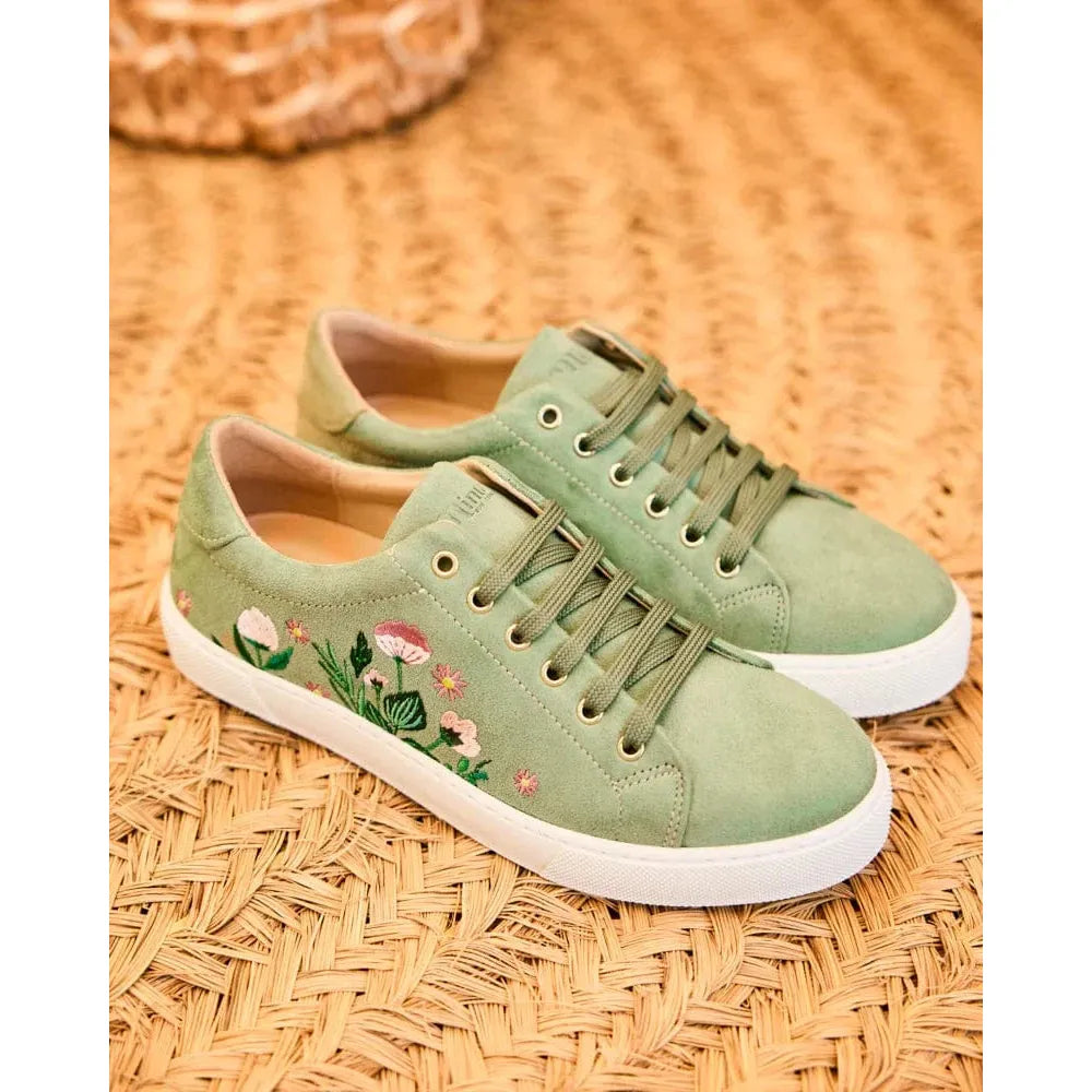 Virevolte Recycled Grain Vegan Suede Embroidered Sneakers | Garden