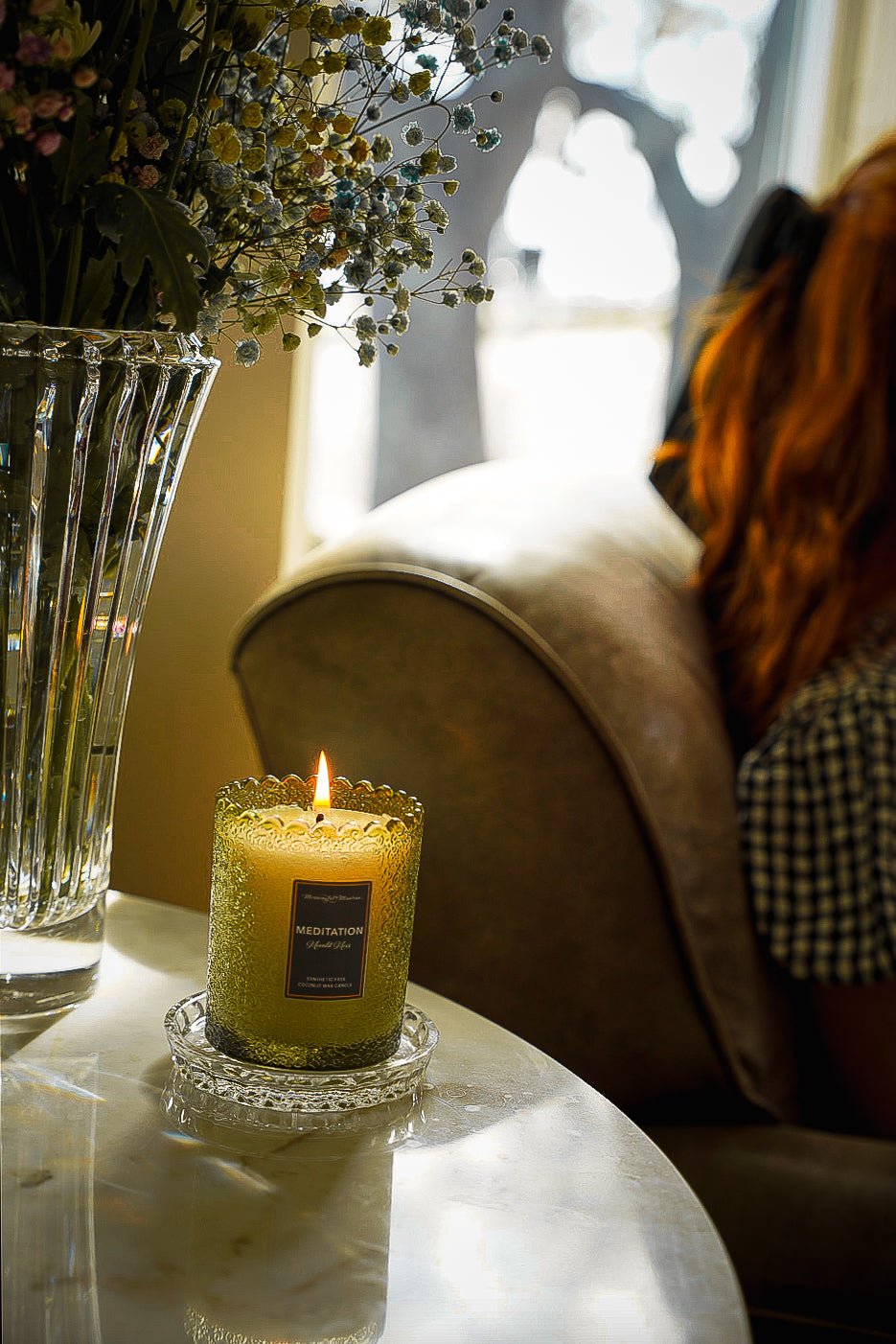 Meditation Moonlit Moss Natural Candle 8oz Kaia Collection - Vegan America