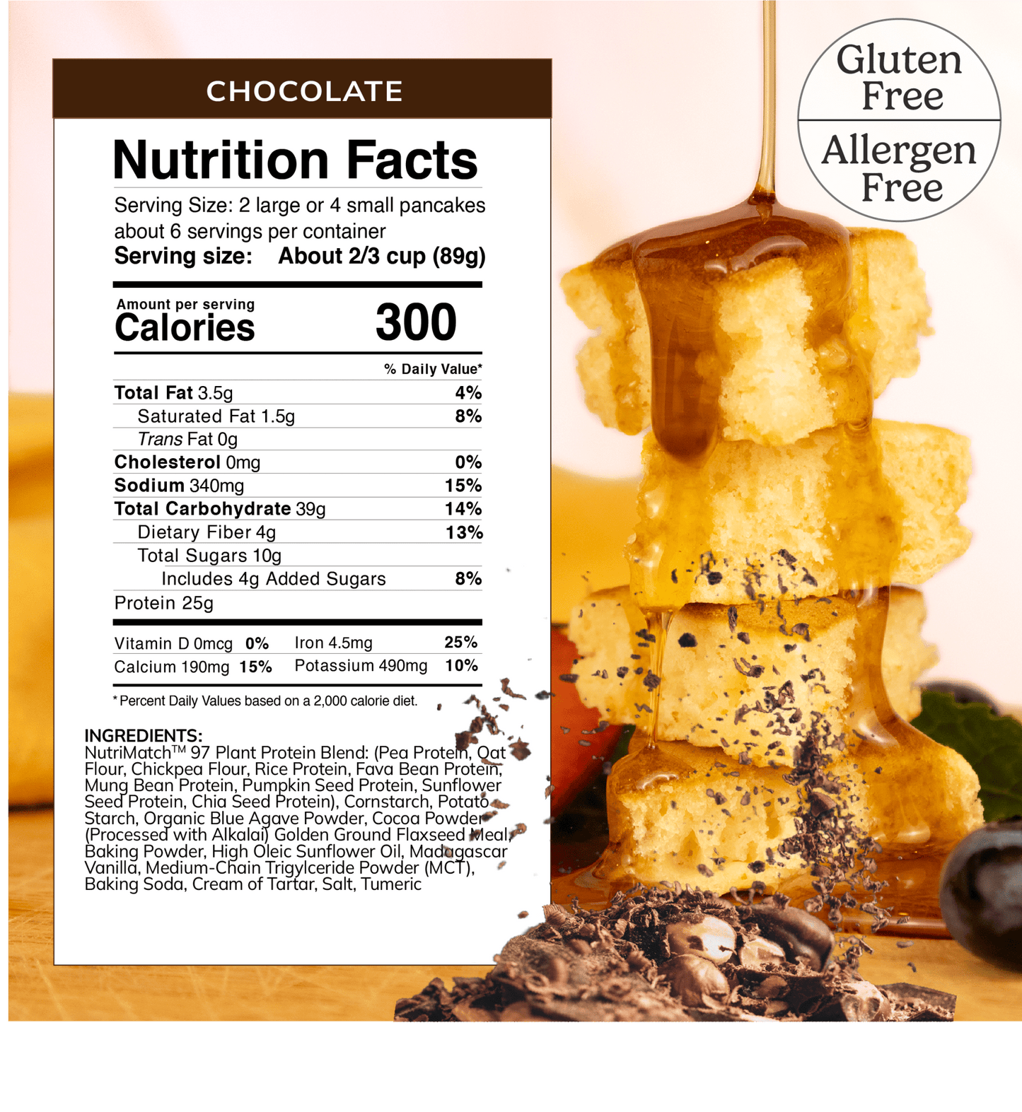 LiveComplete Pancake & Waffle Mix - Gluten & Allergen Free Blend - Chocolate - Vegan America