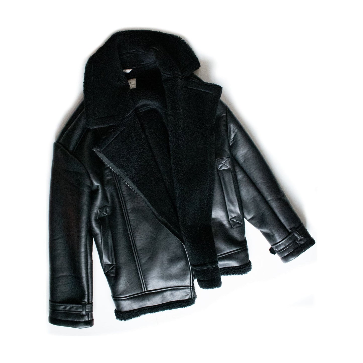 Oversized Recycled Vegan Shearling Aviator Jacket