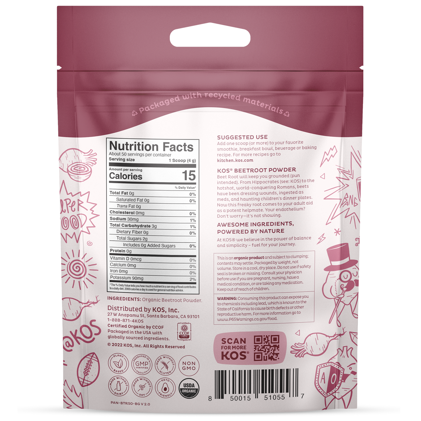 Organic Beet Root Powder, 50 servings