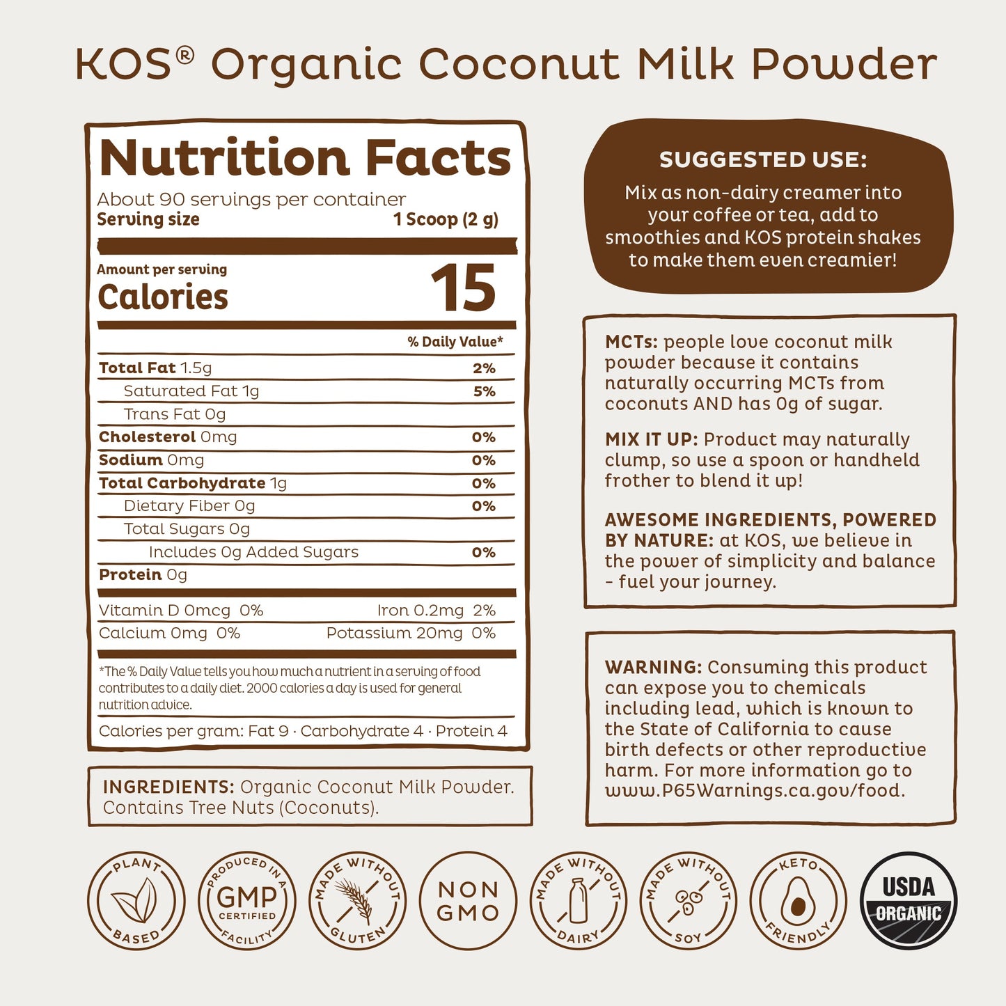 Organic Coconut Milk Powder, 90 Servings