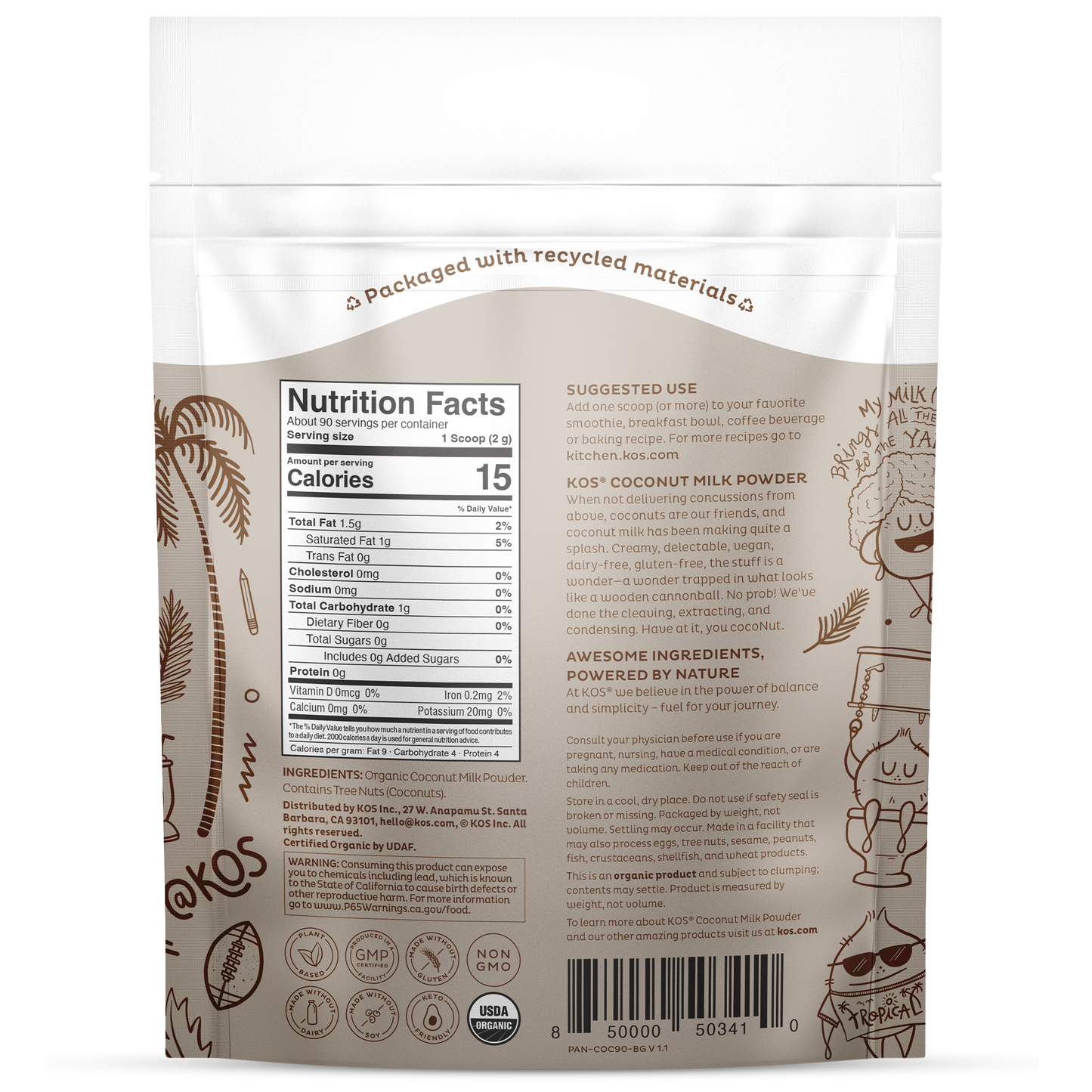 Organic Coconut Milk Powder, 90 Servings