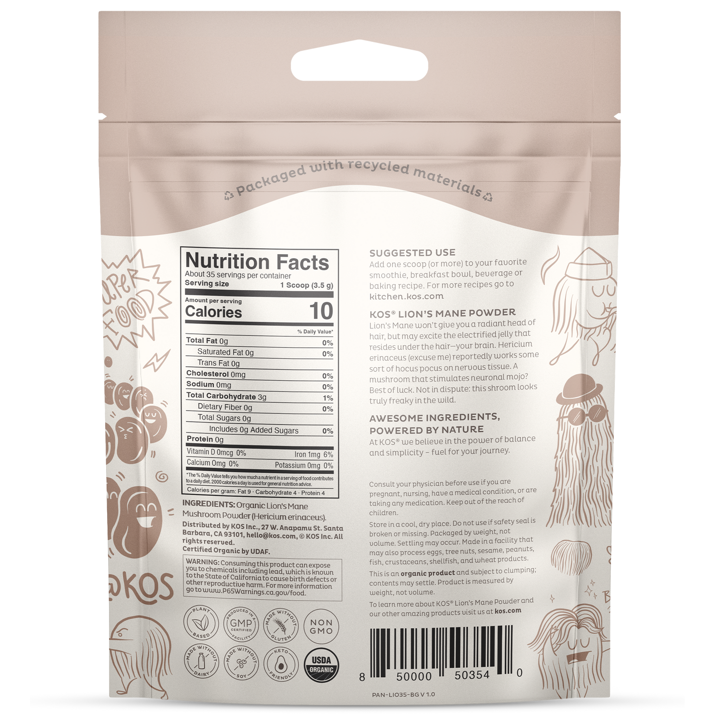 Organic Lion's Mane Powder, 35 Servings