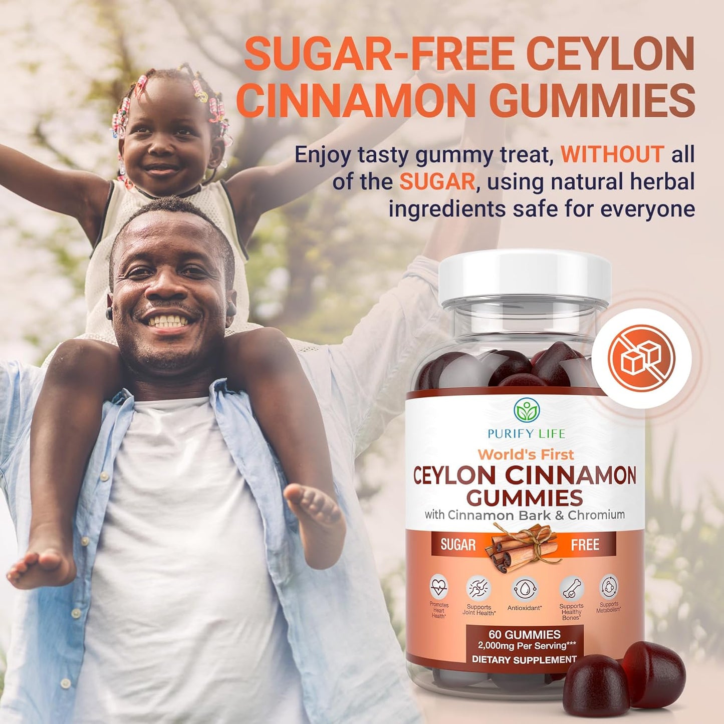 Sugar - Free Ceylon Cinnamon Gummies (2,000mg/Serving) - Vegan America