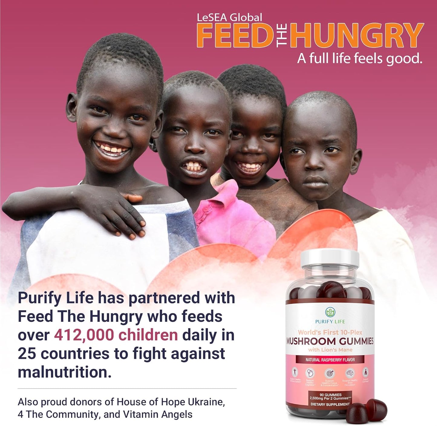 Mushroom Complex Gummies - 10 Mushroom Supplement w Lions Mane Gushrooms (90 Chews 2500mg/serving) - Vegan America