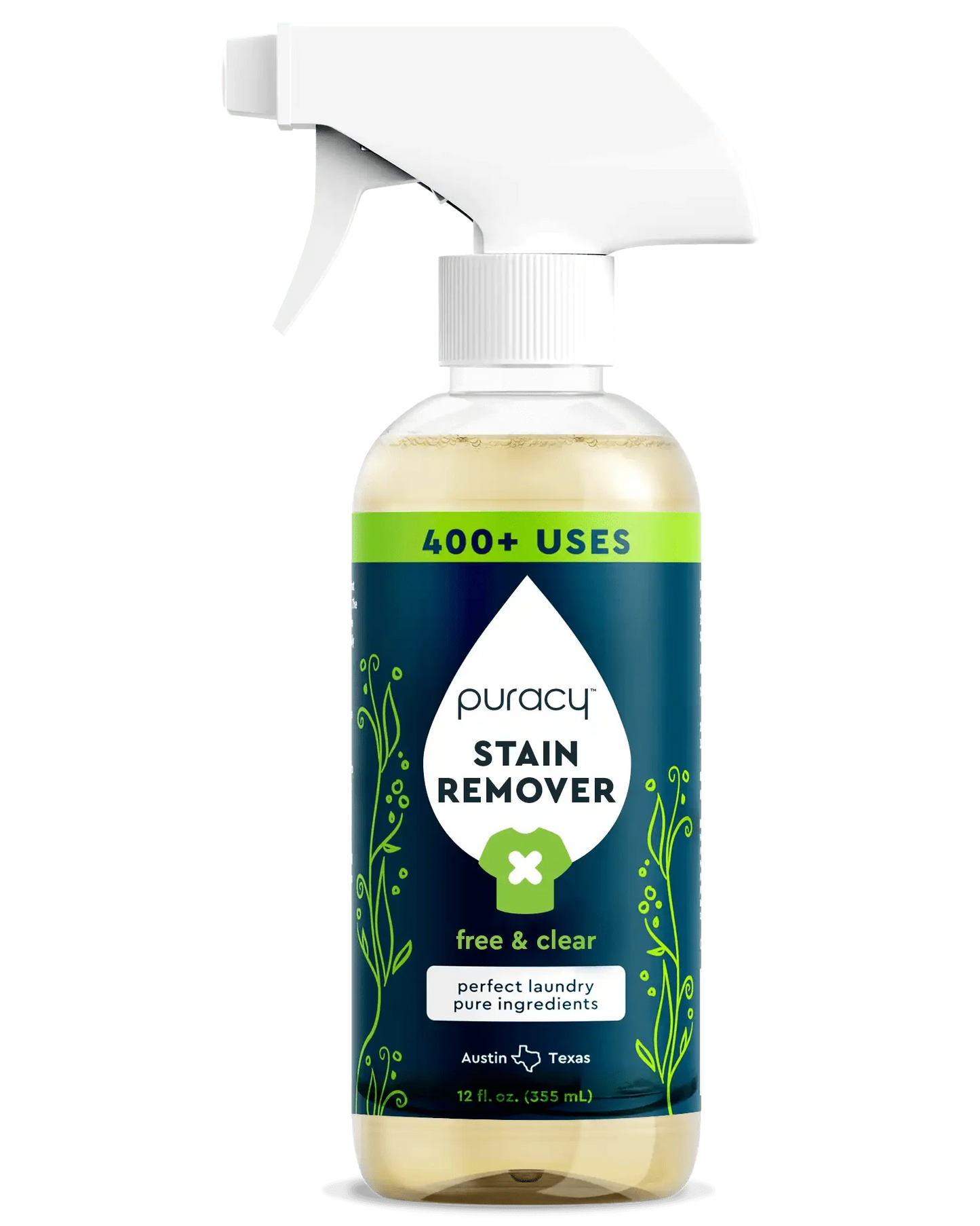 Trial: Laundry Stain Remover spray, plant-based, 400+ uses, stylish plant design on the bottle.