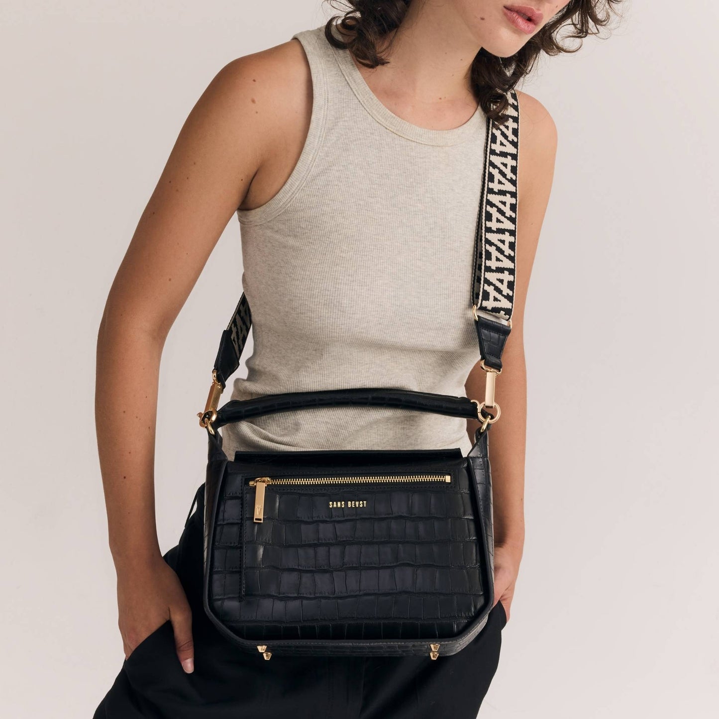 Sanctuary Handbag - Noir Croco