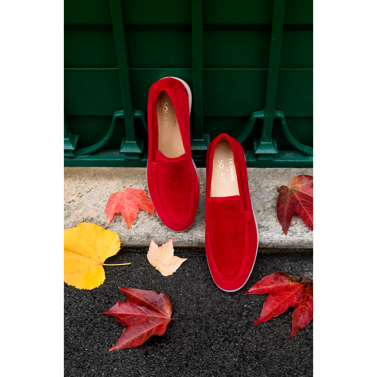 Vegan Velvet Loafer Red