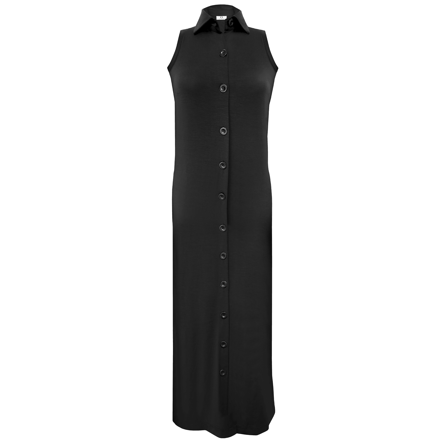 Maxi Sleeveless Shirt Dress in Black - Evelyn - Vegan America