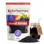 Black Dried Elderberries 1lb, Wildcrafted Elderberry for DIY Syrup & Tea - Vegan America