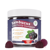 Sugar-Free Elderberry Gummies with Vitamin C & Zinc for Adults & Kids, 90ct - Vegan America